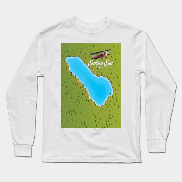 Salton Sea California map Long Sleeve T-Shirt by nickemporium1